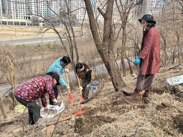 서울대학교 환경대학원 ESG 전문가 과정 4기 원우회(회장 정미혜)가 수료 후 첫 활동으로 ‘노을공원 나무심기’에 나섰다. / 전문가 과정 4기