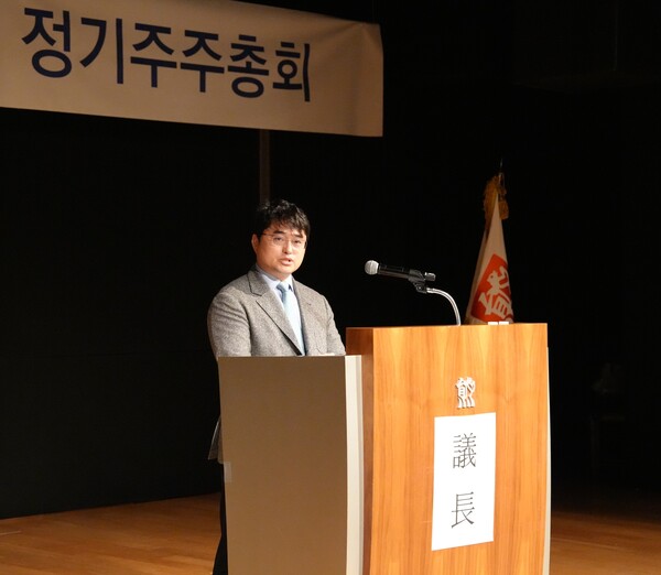 이창재 대웅제약 대표가 제23기 대웅제약 정기 주주총회에서 발언하고 있다./대웅제약 제공