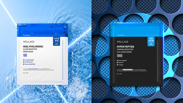 웰라쥬 리얼 히알루로닉 글로우 부스터 PDRN 마스크, 하이퍼 펩타이드 퍼밍 부스터 콜라겐 마스크./휴젤 제공