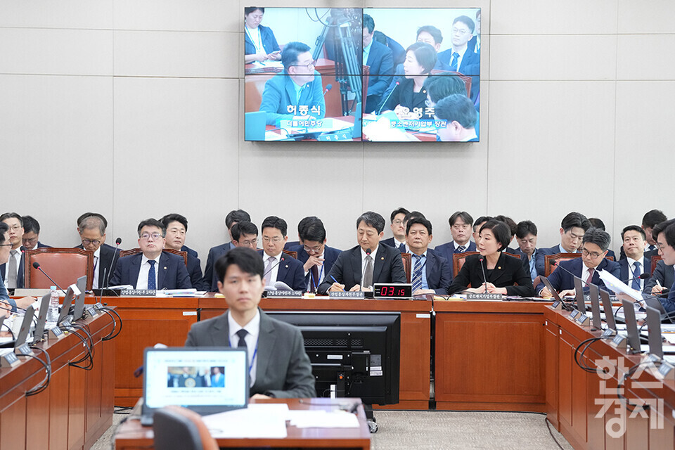 9일 오전 서울 여의도 국회에서 산업통상자원중소벤처기업위원회 전체회의가 열리고 있다. 오영주 중소벤처기업부 장관이 의원 질의에 답변하고 있다. /최대성 기자 dpdaesung@sporbiz.co.kr 2025.04.09.