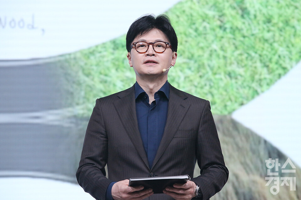 18일 오후 서울 강서구 ASSA아트홀에서 '제21대 대통령후보자 국민의힘 1차 경선 후보자 비전대회' 가 열리고 있다. 한동훈 경선 후보가 비전발표를 하고 있다. /최대성 기자 dpdaesung@sporbiz.co.kr 2025.04.18.