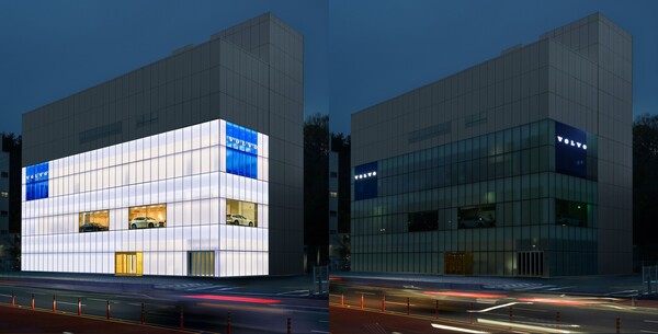 지구의 날 맞아 소등 캠페인에 참여한 볼보자동차코리아 진주 전시장 모습./볼보자동차코리아