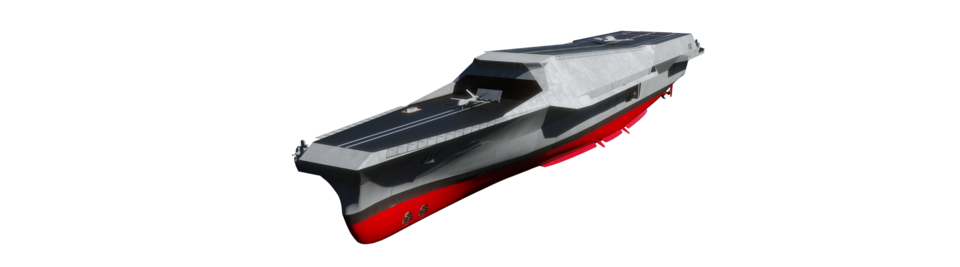 HD현대중공업이 MADEX 2025에 전시하는 미래형 무인전력모함(모델명: HCX-23 Plus)의 조감도./HD현대