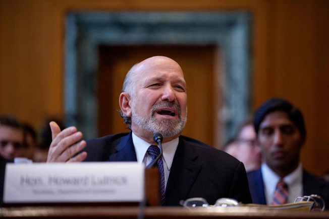 하워드 러트닉 미국 상무장관이 4일(현지시간) 상원 세출위원회에서 발언하고 있다./연합뉴스