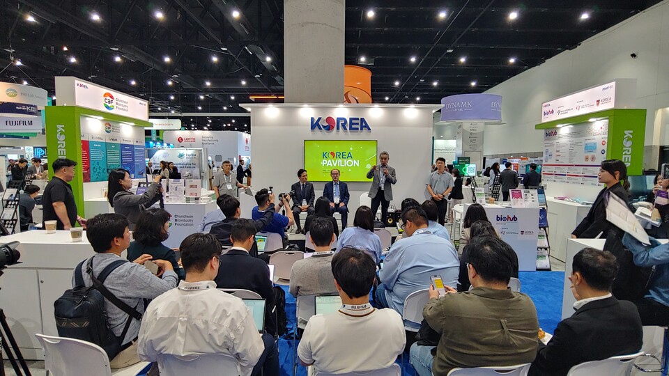 지난해 BIO USA 2024 한국관 기자간담회 현장./한국바이오협회 제공