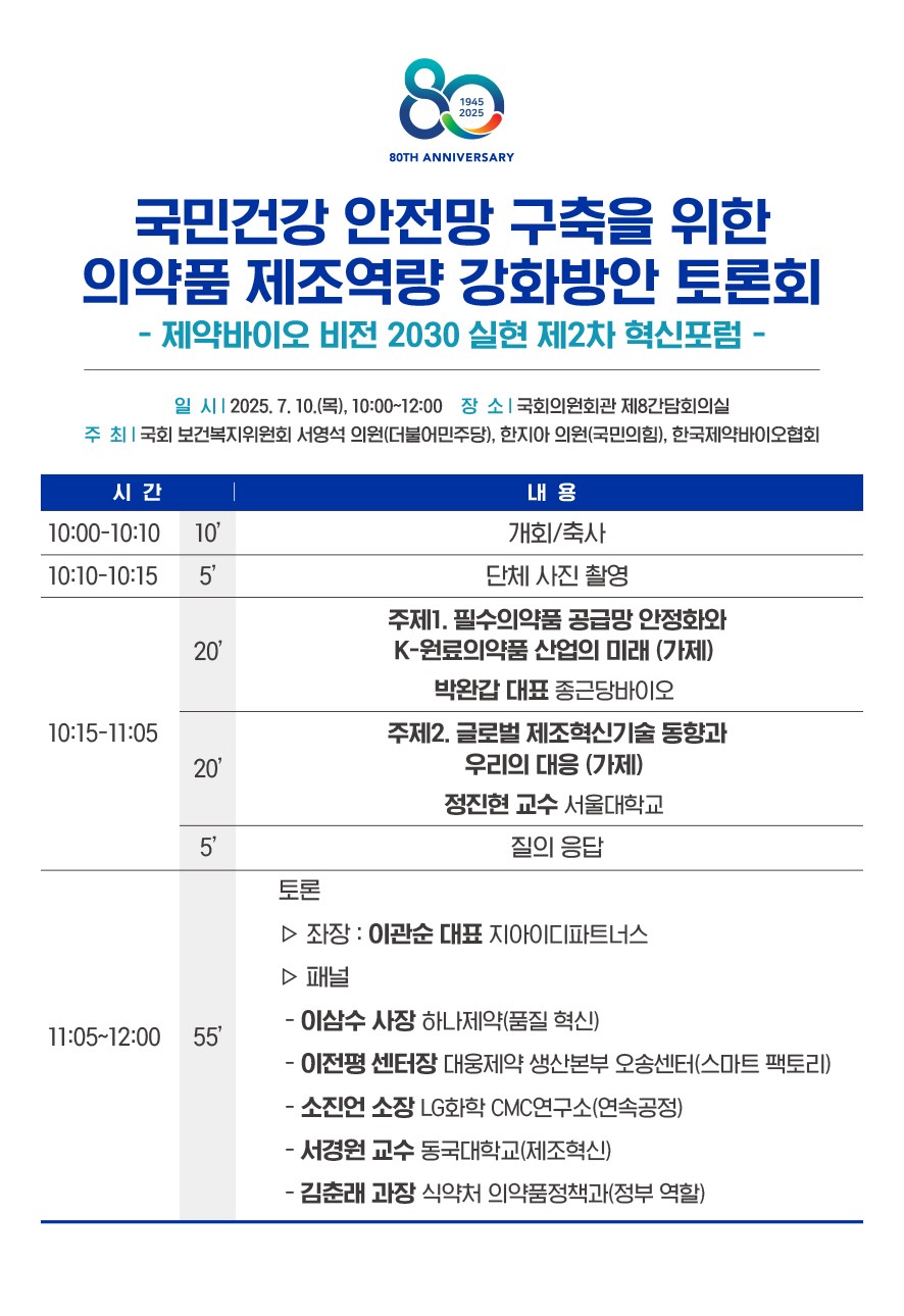 제2차혁신포럼 프로그램. /한국제약바이오협회 제공