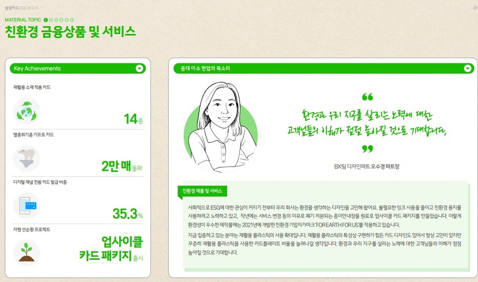 삼성카드의 친환경 금융상품 및 서비스. / 삼성카드 제공