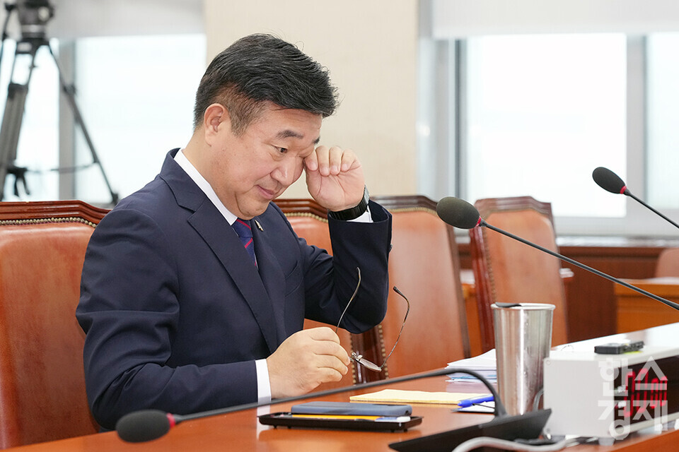 윤호중 행정안전부 장관 후보자가 18일 오전 서울 여의도 국회 행정안전위원회 인사청문회에 출석하고 있다. /최대성 기자 dpdaesung@sporbiz.co.kr 2025.07.18.