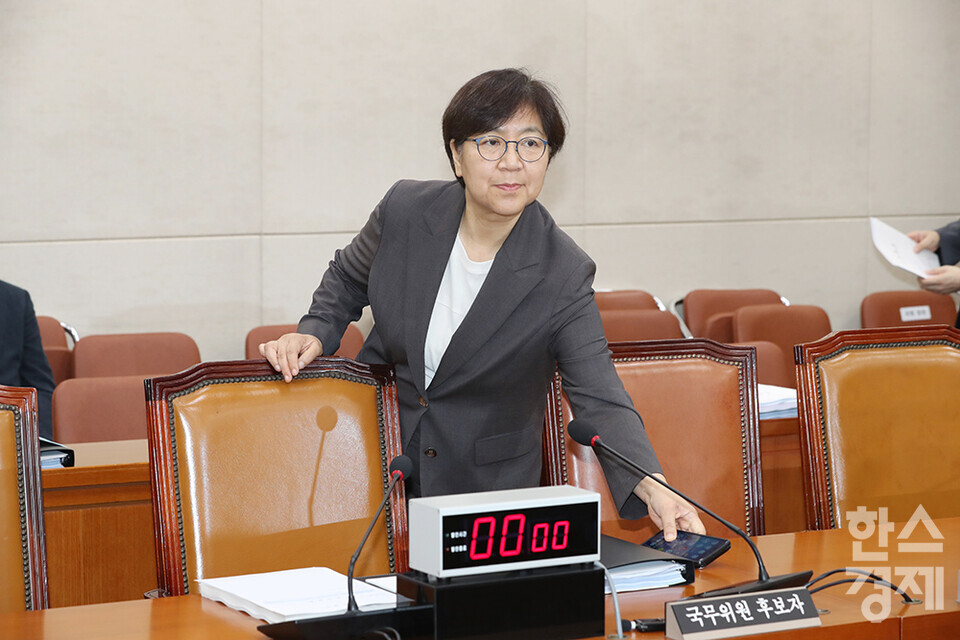 정은경 보건복지부 장관 후보자가 18일 오전 서울 여의도 국회 보건복지위원회에서 열린 인사청문회에 출석하고 있다. /최대성 기자 dpdaesung@sporbiz.co.kr 2025.07.18.