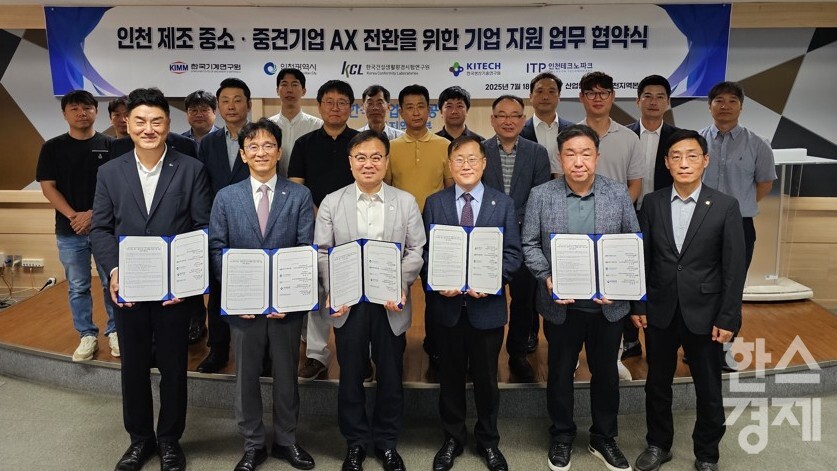▲중소·중견 제조기업 인공지능 전환 지원 협약 (사진=인천시)
