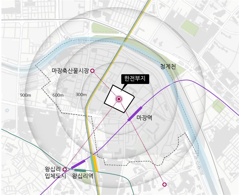 마장동 한전물류센터 부지 위치도./BS그룹