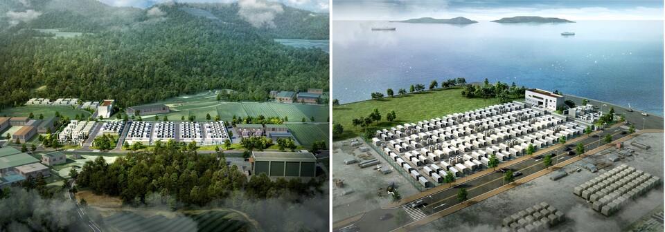 (왼쪽부터) (가칭)전남 고흥 BESS 조감도, (가칭)전남 광양 BESS 조감도>./BS한양