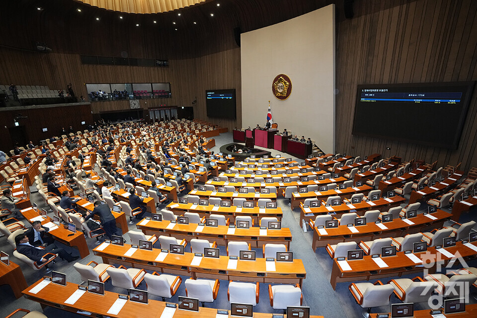 21일 서울 여의도 국회 본청에서 제428회 국회(임시회) 제1차 본회의가 열리고 있다. 추미애 의원이 신임 법사위원장에 당선되고 있다. /최대성 기자 dpdaesung@sporbiz.co.kr 2025.08.21.
