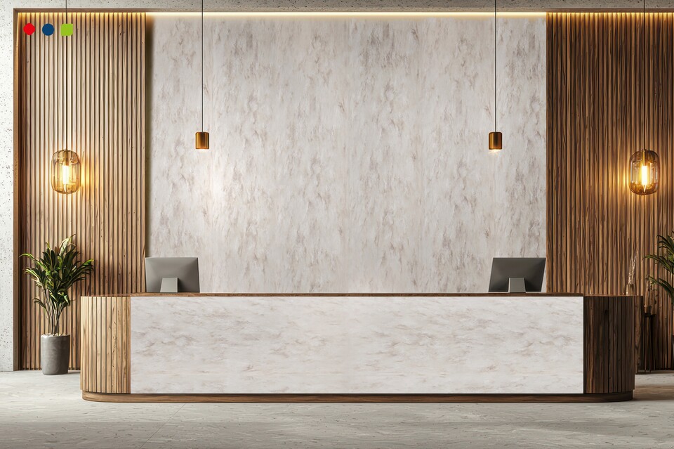 롯데케미칼 '아리아 컬렉션' 베일이 적용된 인포데스크./ 롯데케미칼 제공