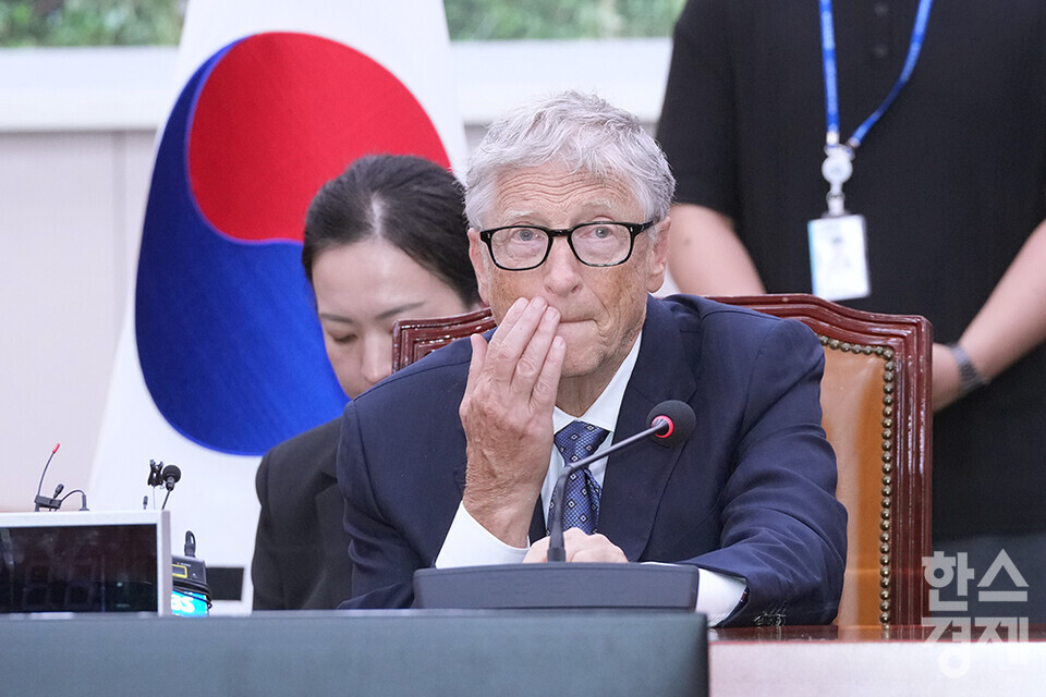 빌 게이츠 게이츠재단 이사장이 21일 오후 서울 여의도 국회에서 열린 간담회에 참석하고 있다. /최대성 기자 dpdaesung@sporbiz.co.kr 2025.08.21.