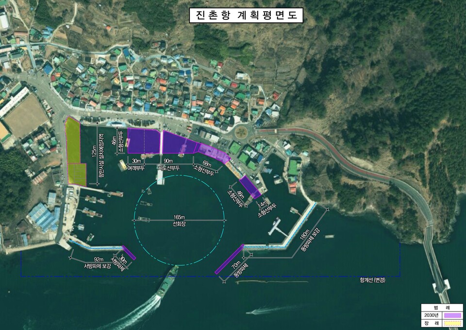 경남 통영에 위치한 지방관리연안항 ‘진촌항’의 계획평면도./해양수산부