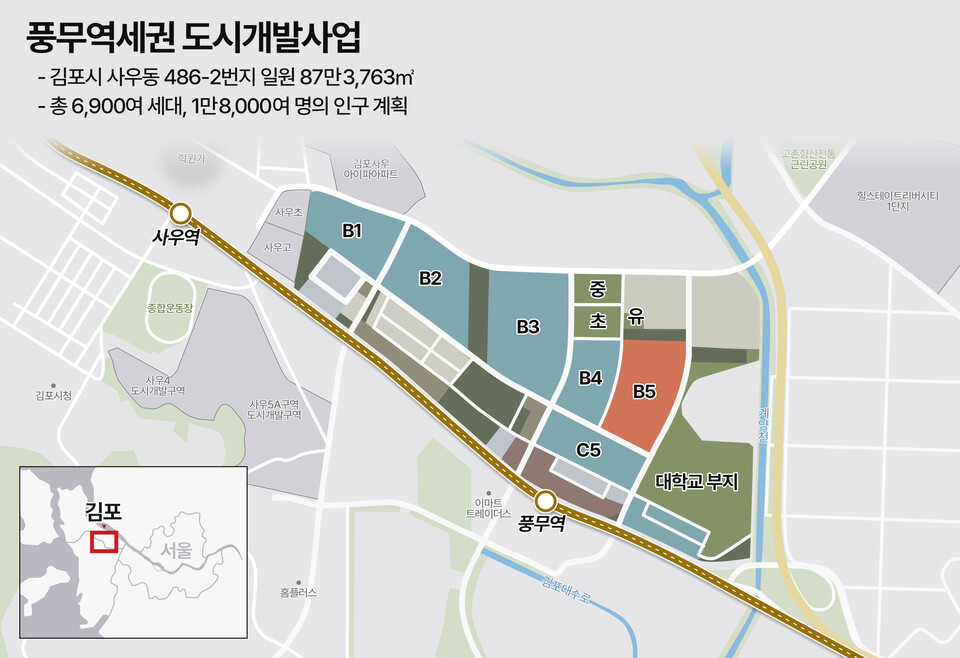 풍무역세권 개발 지도./더피알