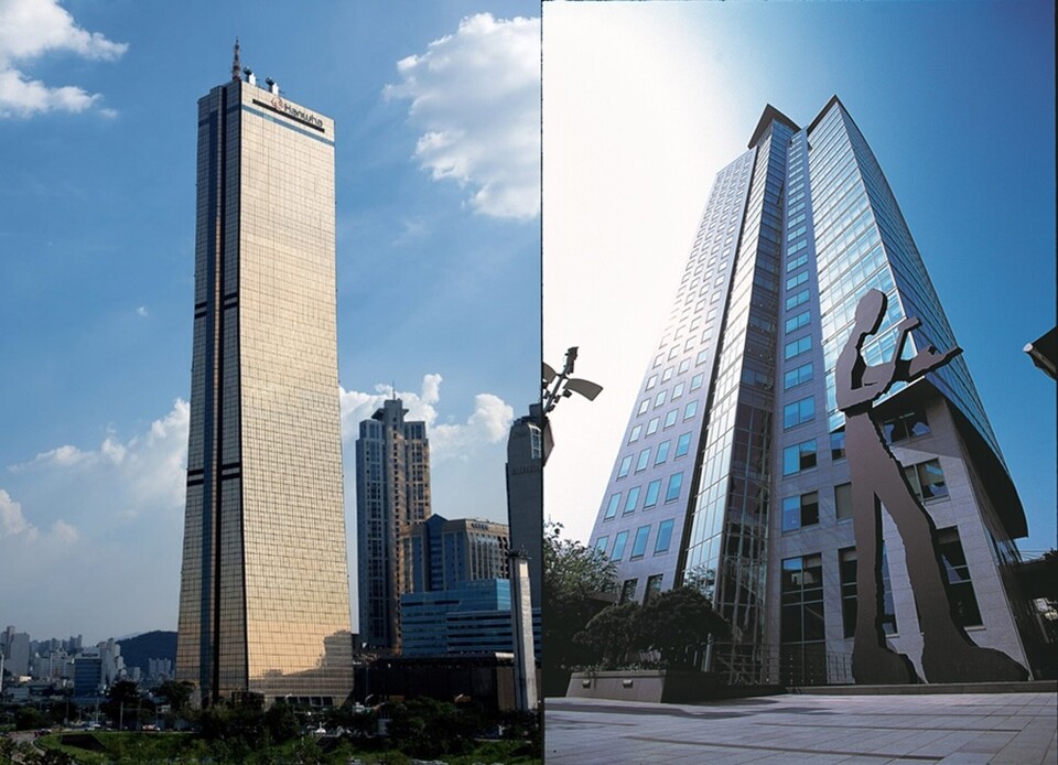  (왼쪽부터) 한화생명 본사인 63빌딩 외관, 흥국생명 사옥. 사진/각 사
