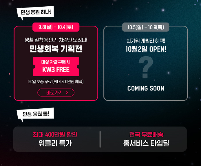 케이카, 민생회복 응원 프로모션 진행./케이카