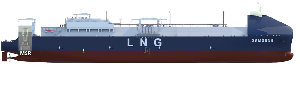 삼성중공업과 한국원자력연구원이 개발한 MSR 추진 LNG운반선 조감도./삼성중공업
