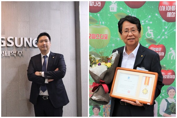 나원균 동성제약 대표(왼쪽), 이양구 동성제약 전 회장(오른쪽). /동성제약