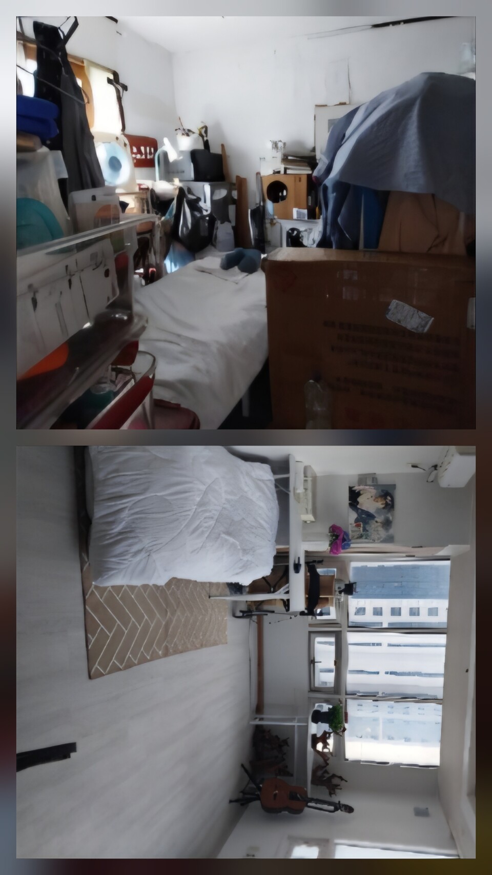 주거취약계층 주거상향지원사업 이주 전(상)·후(하) 모습. 사진=해운대구청