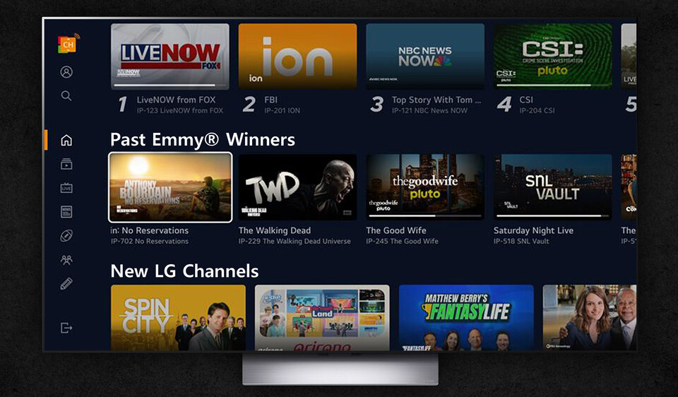 역대 에미상 수상작에 편리하게 접근할 수 있는 전용 배너가 추가된 LG채널 메인 화면. / LG전자