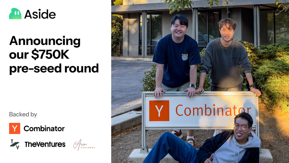 앳(at)이 와이콤비네이터·더벤처스·AUM 벤처스로부터 10억원 규모 프리시드 투자를 유치했다./앳