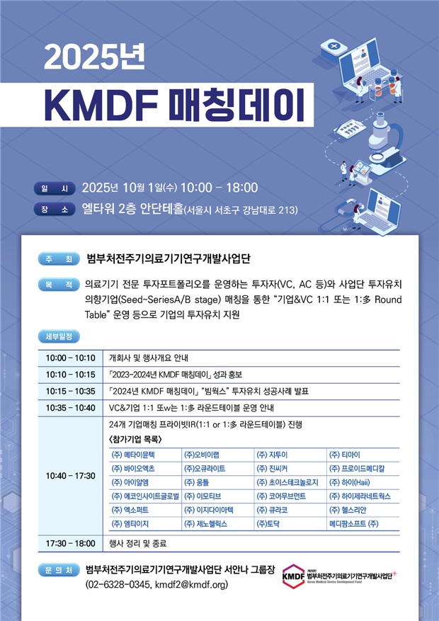 범부처전주기의료기기연구개발사업단이 2025 KMDF 매칭데이를 개최한다./범부처전주기의료기기연구개발사업단 제공