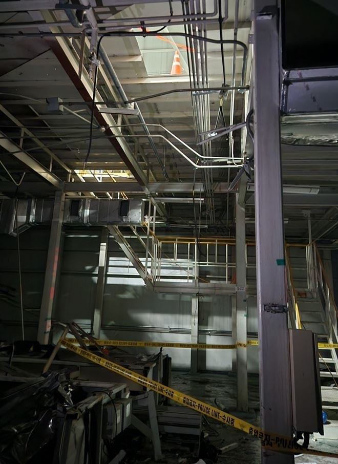 노동자 추락사고 현장./ 전북소방본부 제공