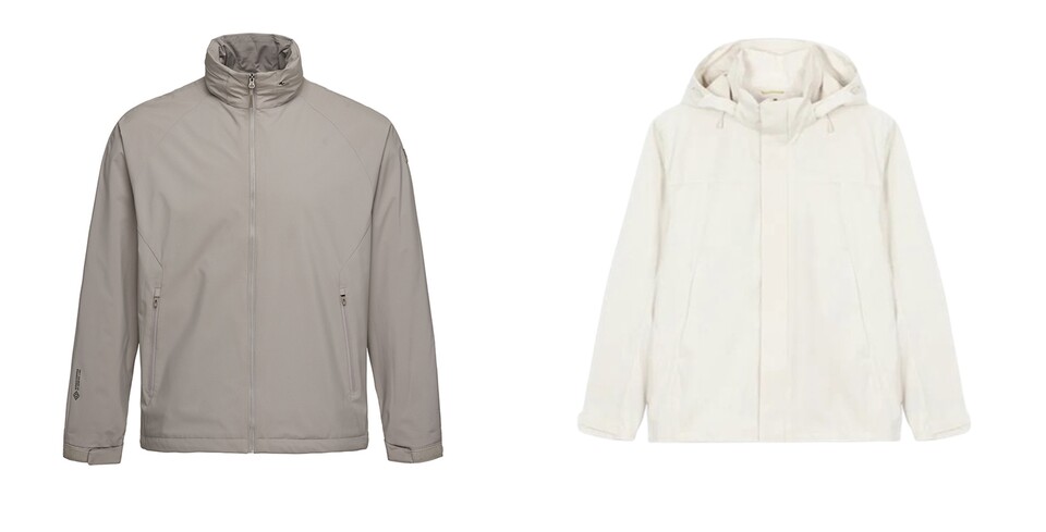 블랙야크 ‘데일리 후디 고어텍스 WSP 재킷'(왼쪽)과 네파 '업템포 윈드스토퍼 방풍재킷’. /블랙야크, 네파 제공