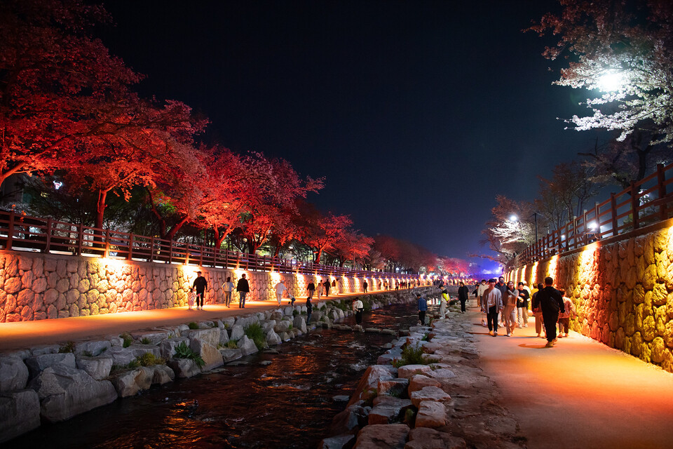 금오천 야간경관. 사진=구미시 제공