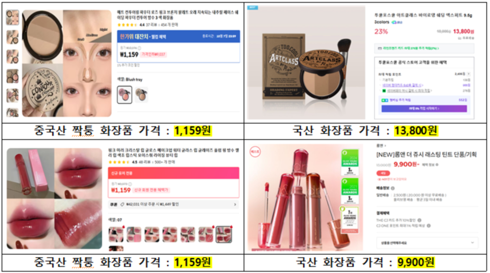 중국 e커머스 판매 화장품 실태./오세희 의원실