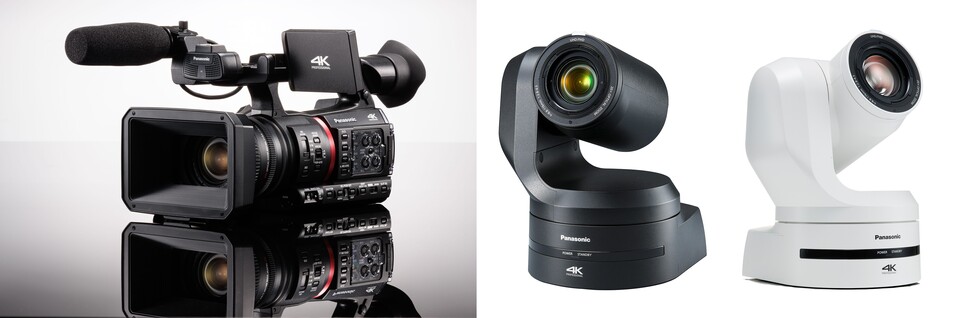 왼쪽부터 전문가용 핸드헬드 캠코더 AG-CX370, 4K PTZ 카메라 AW-UE150A./파나소닉코리아
