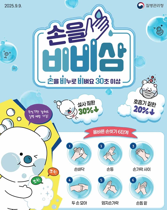 올바른 손씻기 수칙. /질병관리청 제공