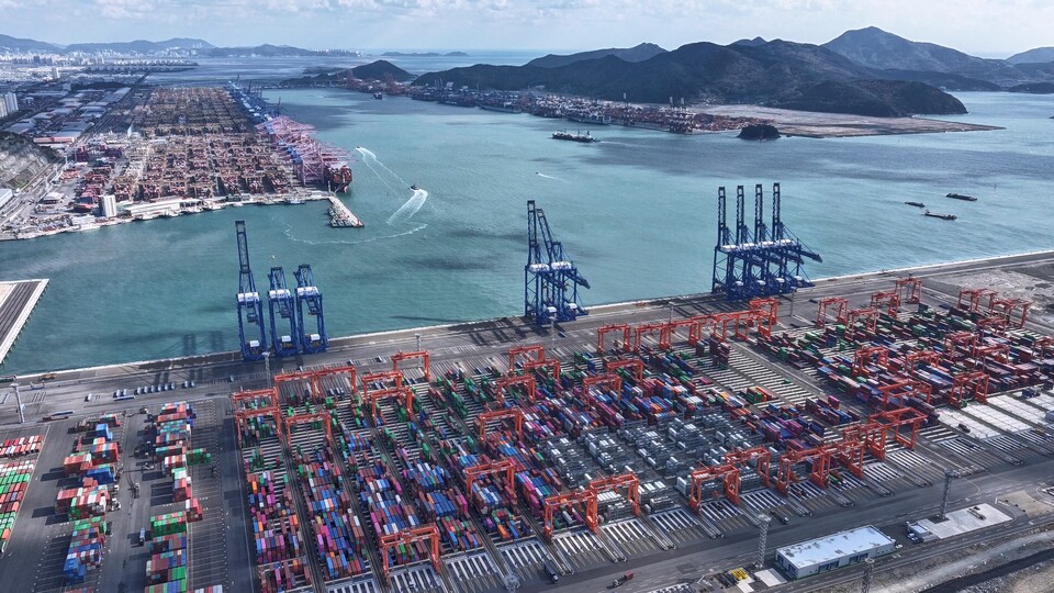 부산항 신항 전경(7부두 상공에서 바라본 모습). 사진=BPA