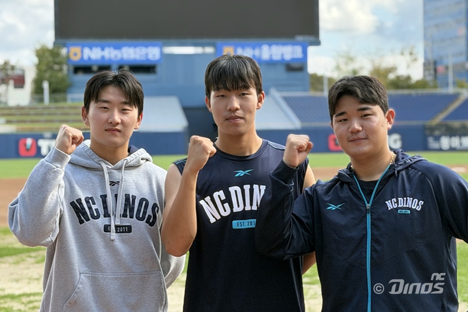 이준혁(왼쪽부터), 김태훈, 김녹원. /NC 다이노스 제공