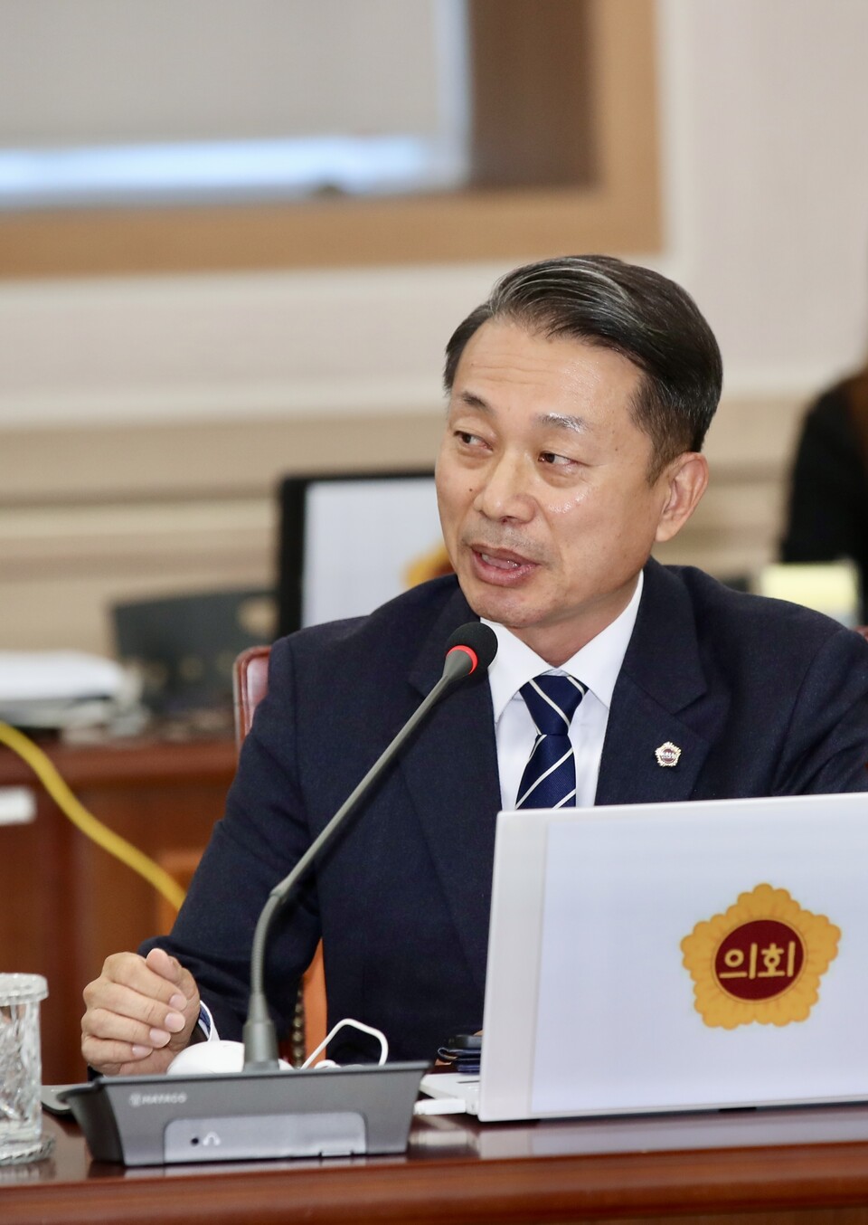 이재태 전남도의원이 전남교육청 행정사무감사에서 질의하고 있다. /사진=전남도의회