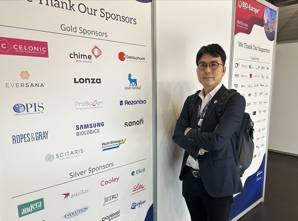 바이오 유럽에 참석중인 전승호 대표이사. /코오롱티슈진 제공
