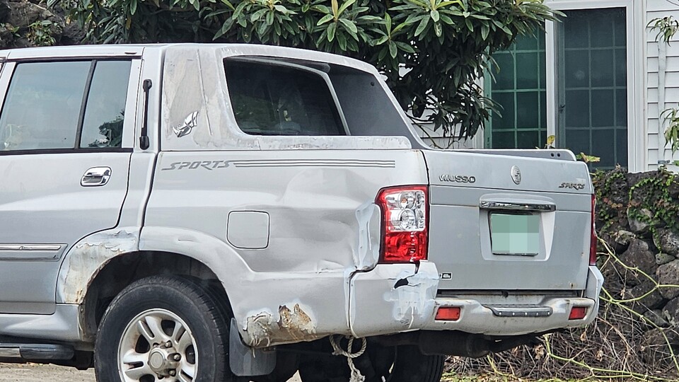 쌍용자동차 시절 '무쏘 스포츠' 측후면./곽호준 기자