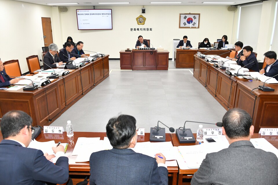 경상남도 도의회 문화복지위원회 심사 모습. 사진=경상남도