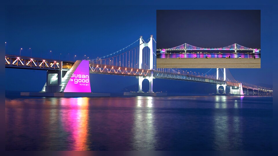 새롭게 단장된 광안대교의 야간조명 모습. 사진=부산시