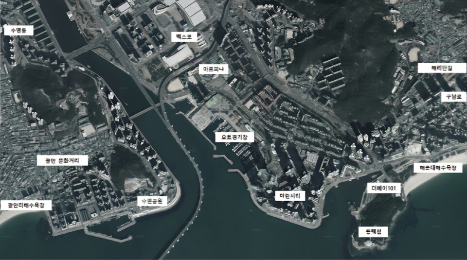 '부산해상관광택시' 수영만 권역(광안리~수영강~해운대) 운항 구역. 사진=부산시