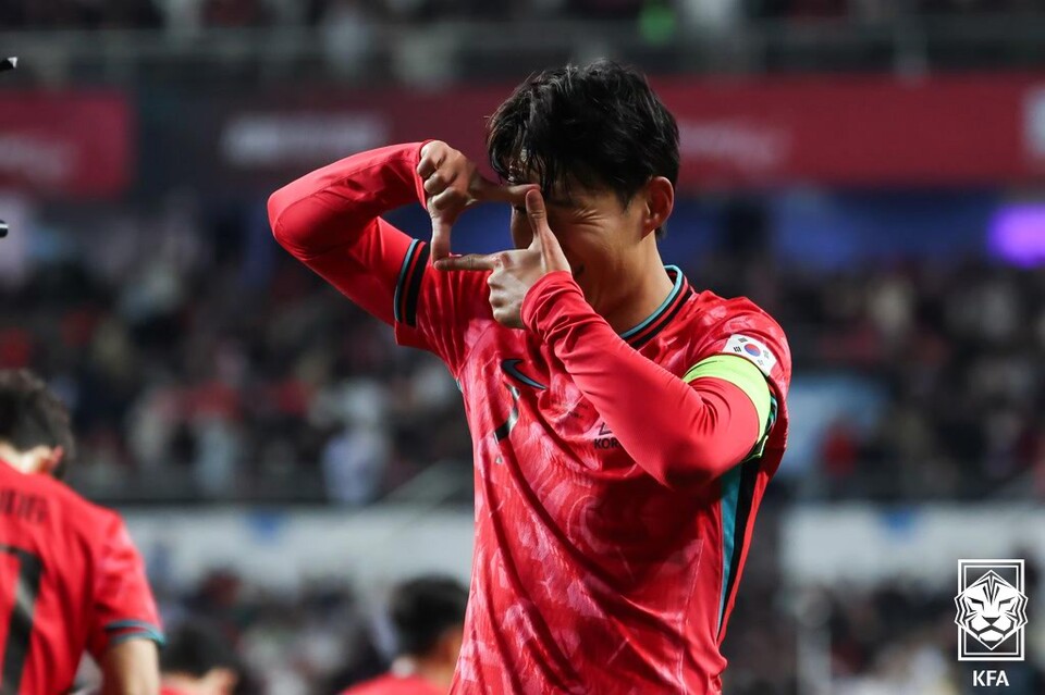 14일 오후 8시 대전월드컵경기장에서 열린 볼리비아와의 평가전에서 후반 12분 선제 결승골을 터뜨린 손흥민. /KFA 제공