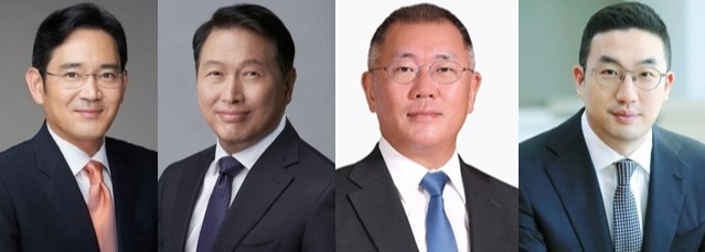 (왼쪽부터)  이재용 삼성전자 회장, 최태원 SK  회장, 정의선 현대차 회장, 구광모 LG  회장./각 사 
