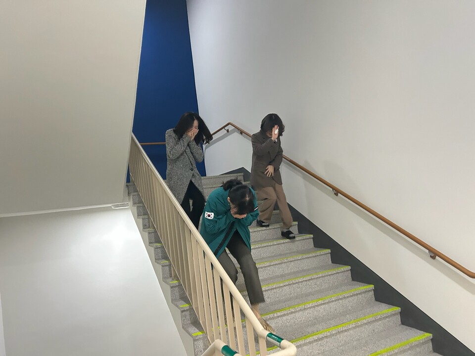 2025년 구미교육지원청 소방 대피 훈련 실시. 사진=구미교육지원청 제공