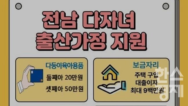 ▲전남 다자녀 출산가정 지원 홍보물 (사진=전남도)